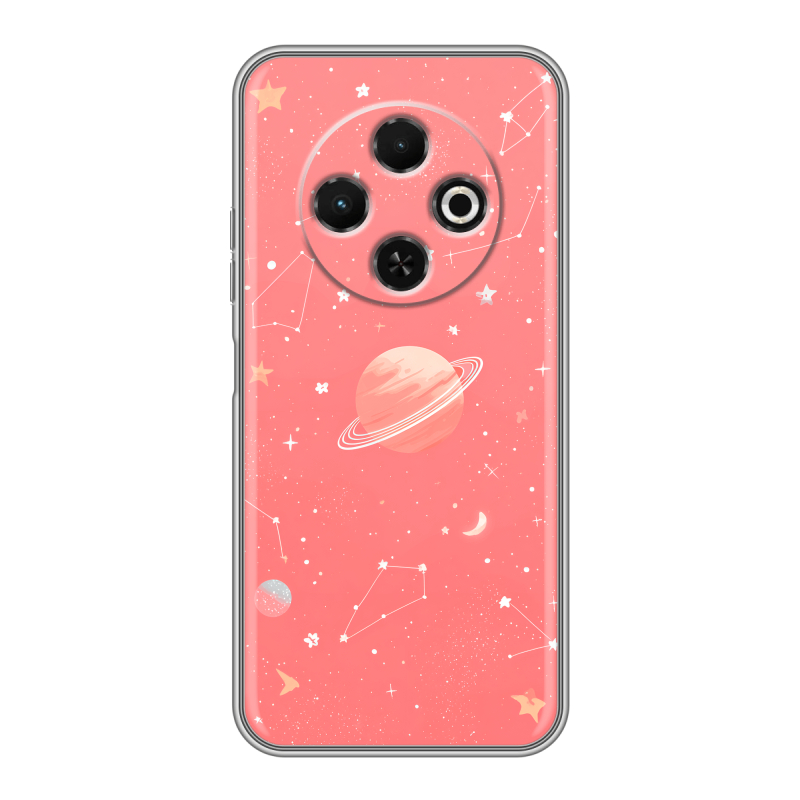 Силиконовый чехол на Tecno Spark 30C с принтом Розовый космос Силиконовый чехол на Tecno Spark 30C с принтом Розовый космос