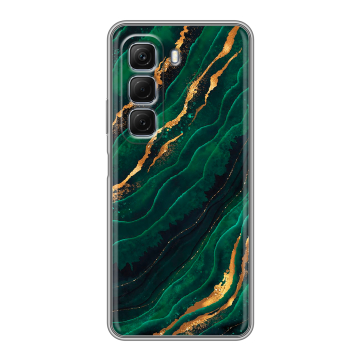 Силиконовый чехол на Infinix Hot 50 4G с принтом Мрамор зеленое золото