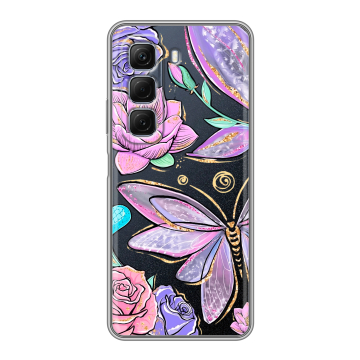 Силиконовый чехол на Infinix Hot 50 с принтом Бабочки и цветы