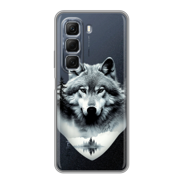 Силиконовый чехол на Infinix Hot 50 с принтом Волк в лесу