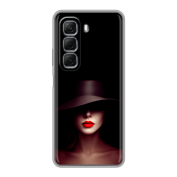 Силиконовый чехол на Infinix Hot 50 с принтом Девушка в шляпе