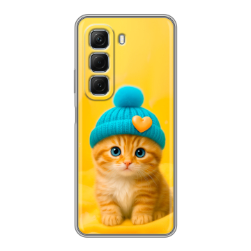 Силиконовый чехол на Infinix Hot 50 с принтом Котенок в шапке