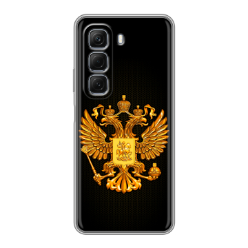 Силиконовый чехол на Infinix Hot 50 с принтом Герб России желтый