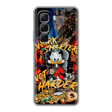 Силиконовый чехол на Infinix Hot 50 с принтом Дональд Дак Деньги