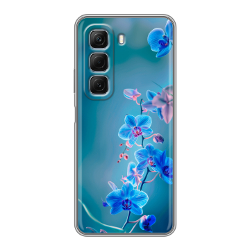 Силиконовый чехол на Infinix Hot 50 с принтом Голубые цветы