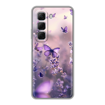 Силиконовый чехол на Infinix Hot 50 с принтом бабочки и лаванда