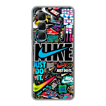 Силиконовый чехол на Infinix Hot 50 с принтом найк nike черный