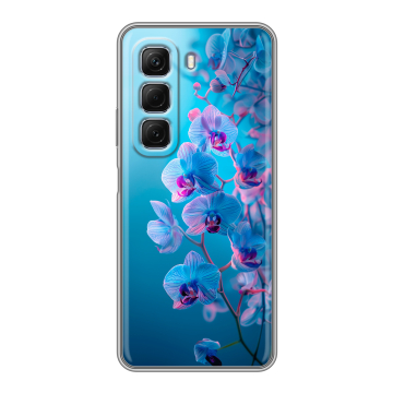 Силиконовый чехол на Infinix Hot 50 с принтом голубые орхидеи