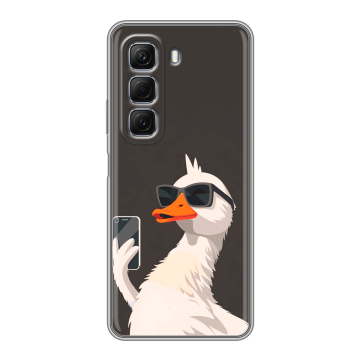 Силиконовый чехол на Infinix Hot 50 с принтом утка в очках