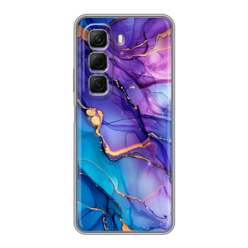 Силиконовый чехол на Infinix Hot 50 с принтом синий мрамор