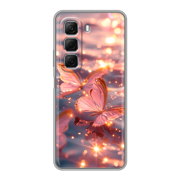 Силиконовый чехол на Infinix Hot 50 с принтом бабочки розовые