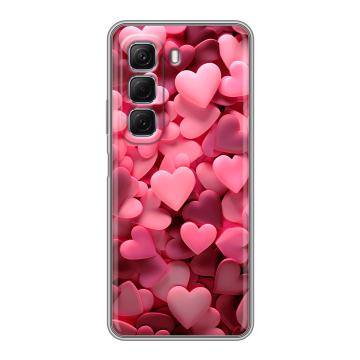 Силиконовый чехол на Infinix Hot 50 с принтом розовые сердечки