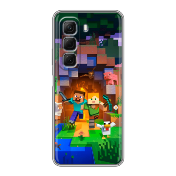 Силиконовый чехол на Infinix Hot 50 с принтом Майнкрафт Minecraft