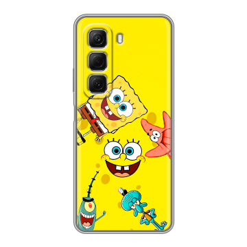 Силиконовый чехол на Infinix Hot 50 с принтом Спанч боб Спанчбоб