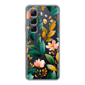 Силиконовый чехол на Infinix Hot 50 с принтом Цветы паттерн