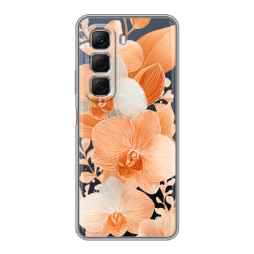 Силиконовый чехол на Infinix Hot 50 с принтом Бежевые цветы