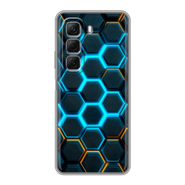 Силиконовый чехол на Infinix Hot 50 с принтом Неоновые соты