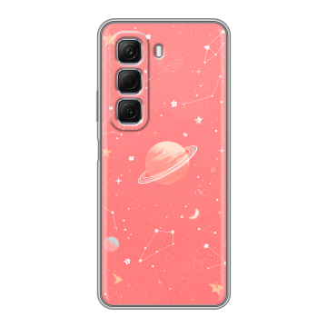 Силиконовый чехол на Infinix Hot 50 с принтом Розовый космос