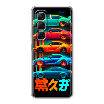 Силиконовый чехол на Infinix Hot 50 с принтом машины тачки