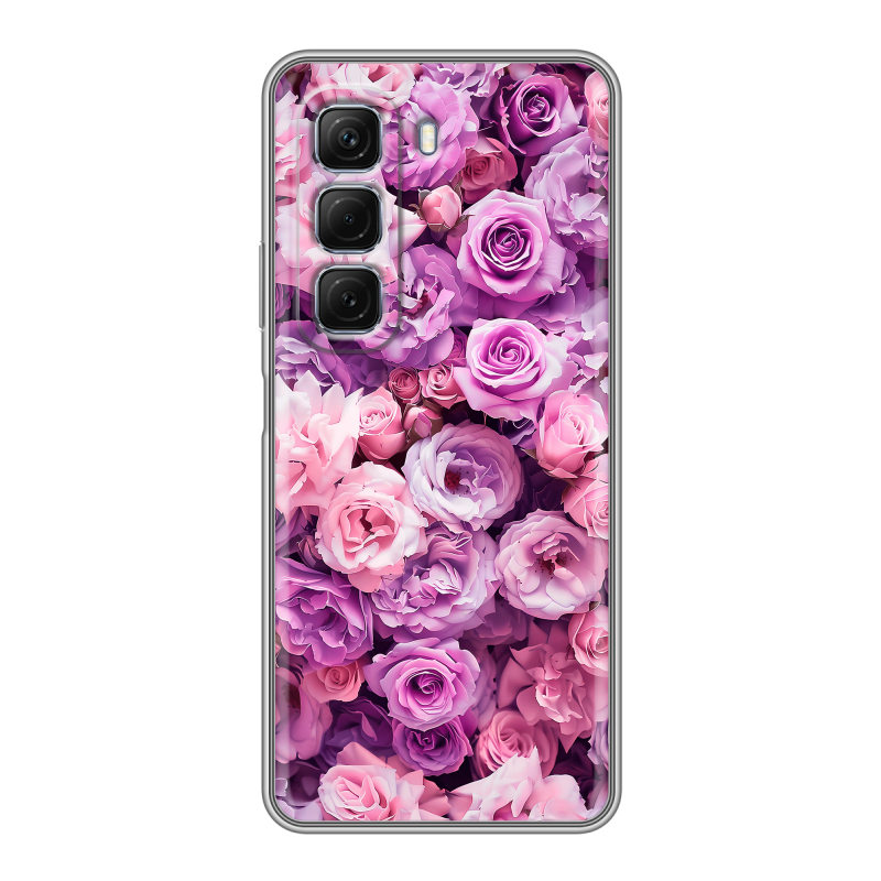 Силиконовый чехол на Infinix Hot 50 с принтом лавандовые розы Силиконовый чехол на Infinix Hot 50 с принтом лавандовые розы