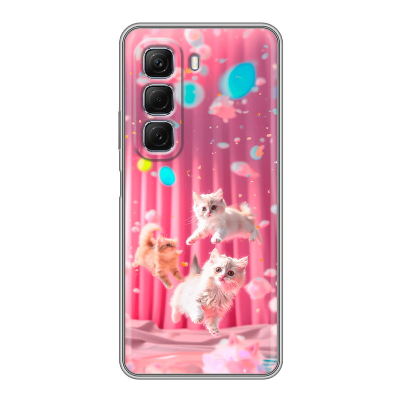 Силиконовый чехол на Infinix Hot 50 с принтом милые котики Силиконовый чехол на Infinix Hot 50 с принтом милые котики