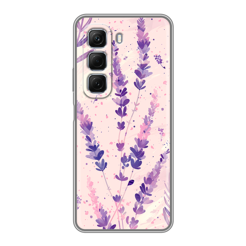 Силиконовый чехол на Infinix Hot 50 с принтом цветы лаванда Силиконовый чехол на Infinix Hot 50 с принтом цветы лаванда
