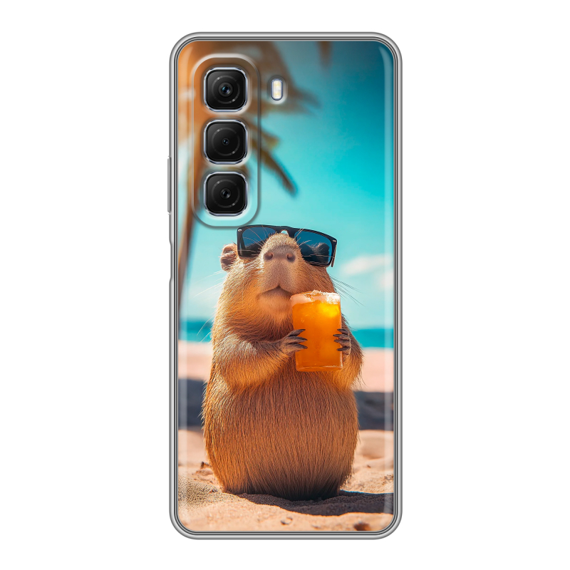 Силиконовый чехол на Infinix Hot 50 4G с принтом Капибара Силиконовый чехол на Infinix Hot 50 4G с принтом Капибара