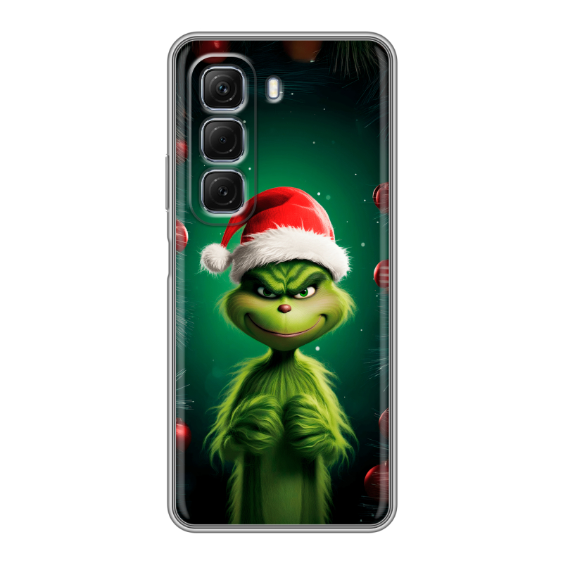 Силиконовый чехол на Infinix Hot 50 с принтом Гринч Новый год Рождество Силиконовый чехол на Infinix Hot 50 с принтом Гринч Новый год Рождество