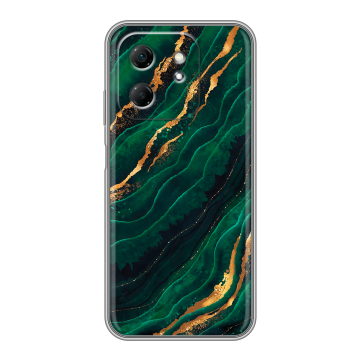 Силиконовый чехол на Infinix Hot 50i с принтом Мрамор зеленое золото