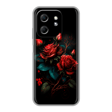 Силиконовый чехол на Infinix Hot 50i с принтом Розы красные