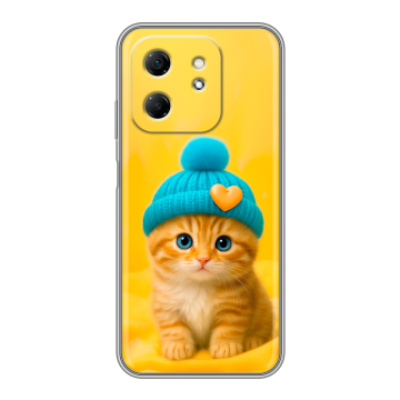 Силиконовый чехол на Infinix Hot 50i с принтом Котенок в шапке