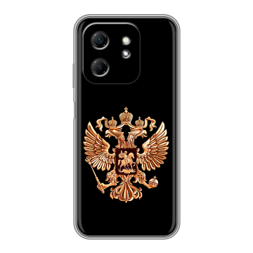 Силиконовый чехол на Infinix Hot 50i с принтом Герб России золотой