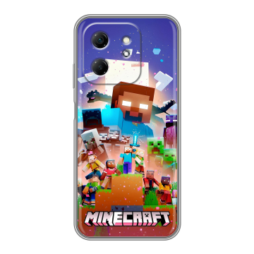 Силиконовый чехол на Infinix Hot 50i с принтом Майнкрафт Minecraft