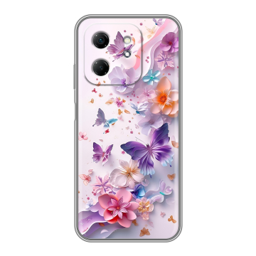 Силиконовый чехол на Infinix Hot 50i с принтом цветы бабочки