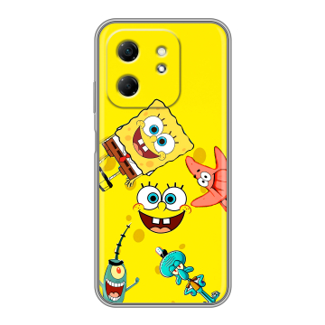 Силиконовый чехол на Infinix Hot 50i с принтом Спанч боб Спанчбоб