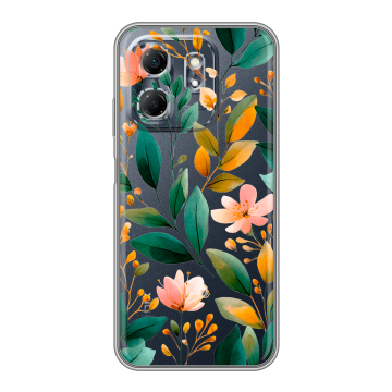 Силиконовый чехол на Infinix Hot 50i с принтом Цветы паттерн