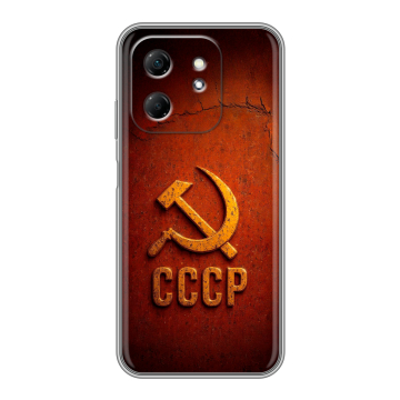 Силиконовый чехол на Infinix Hot 50i с принтом Флаг Герб СССР