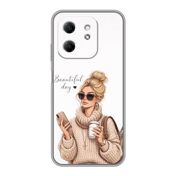 Силиконовый чехол на Infinix Hot 50i с принтом женский