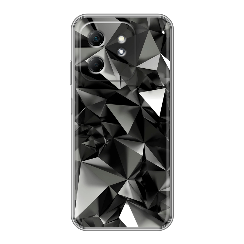 Силиконовый чехол на Infinix Hot 50i с принтом Черные кристаллы Силиконовый чехол на Infinix Hot 50i с принтом Черные кристаллы