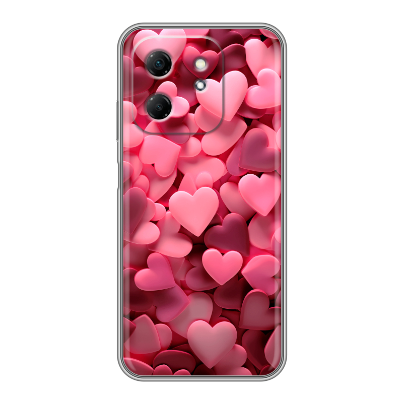 Силиконовый чехол на Infinix Hot 50i с принтом розовые сердечки Силиконовый чехол на Infinix Hot 50i с принтом розовые сердечки