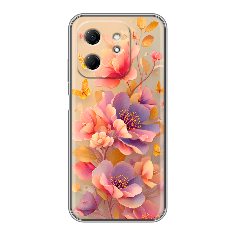 Силиконовый чехол на Infinix Hot 50i с принтом Цветы и бабочки Силиконовый чехол на Infinix Hot 50i с принтом Цветы и бабочки
