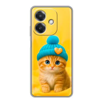 Силиконовый чехол на OPPO A3x с принтом Котенок в шапке
