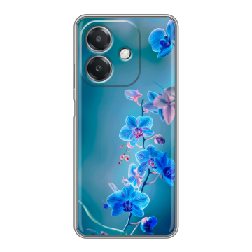 Силиконовый чехол на OPPO A3x с принтом Голубые цветы Силиконовый чехол на OPPO A3x с принтом Голубые цветы