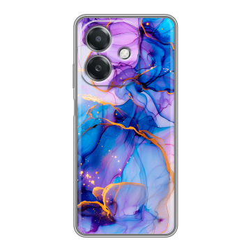 Силиконовый чехол на OPPO A3x с принтом синий мрамор Силиконовый чехол на OPPO A3x с принтом синий мрамор