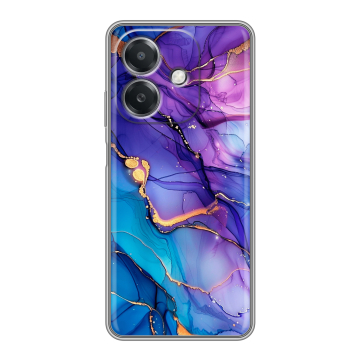 Силиконовый чехол на OPPO A3x с принтом синий мрамор Силиконовый чехол на OPPO A3x с принтом синий мрамор