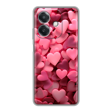 Силиконовый чехол на OPPO A3x с принтом розовые сердечки Силиконовый чехол на OPPO A3x с принтом розовые сердечки