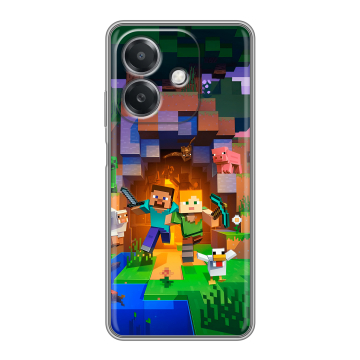 Силиконовый чехол на OPPO A3x с принтом Майнкрафт Minecraft