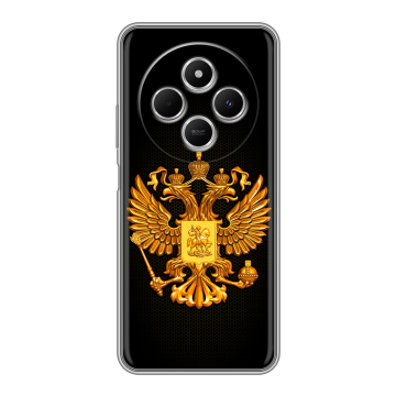 Силиконовый чехол на Redmi 14C с принтом Герб России желтый Силиконовый чехол на Redmi 14C с принтом Герб России желтый