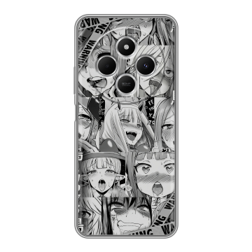Силиконовый чехол на Redmi 14C с принтом Ahegao Ахегао Аниме