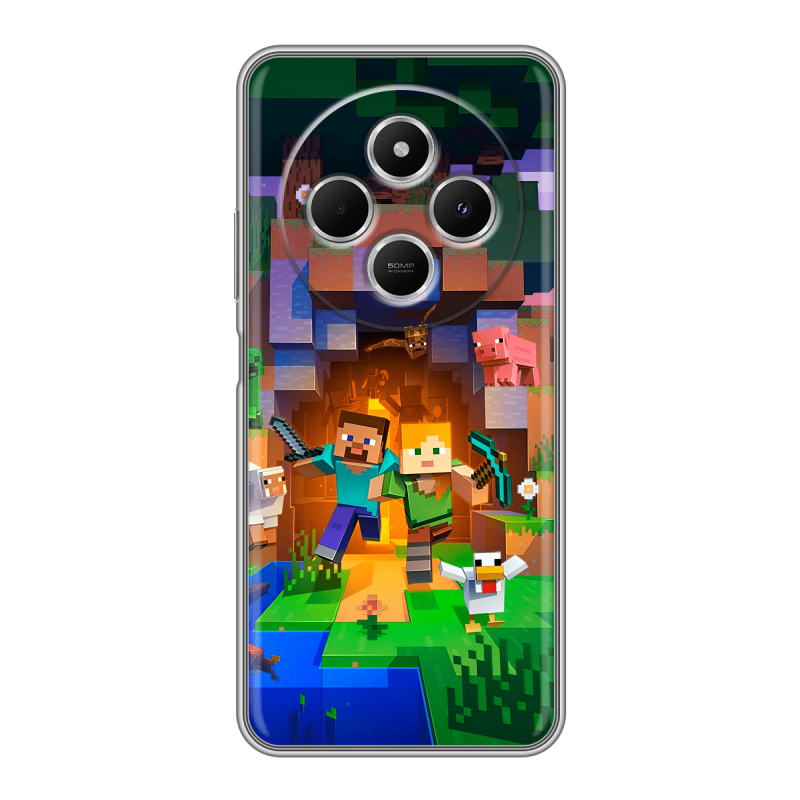 Силиконовый чехол на Redmi 14C с принтом Майнкрафт Minecraft Силиконовый чехол на Redmi 14C с принтом Майнкрафт Minecraft